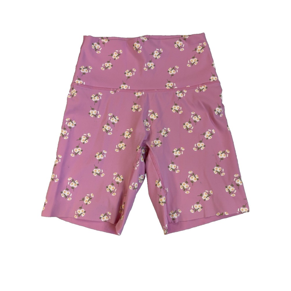 Aerie Offline Juniors Sm Pink Floral Biker Shorts Athletic Yoga Feminine Workout